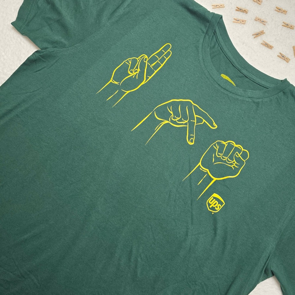 UPS T Shirt Mens Extra Large Green Rock Paper Scissors Graphic‎ Tee